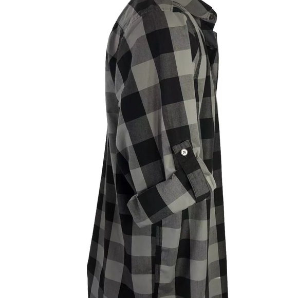 SHIRT Spring+Mercer Men’s Sz L Plaid Black Gray Long Sleeve Button Daw - Picture 4 of 10